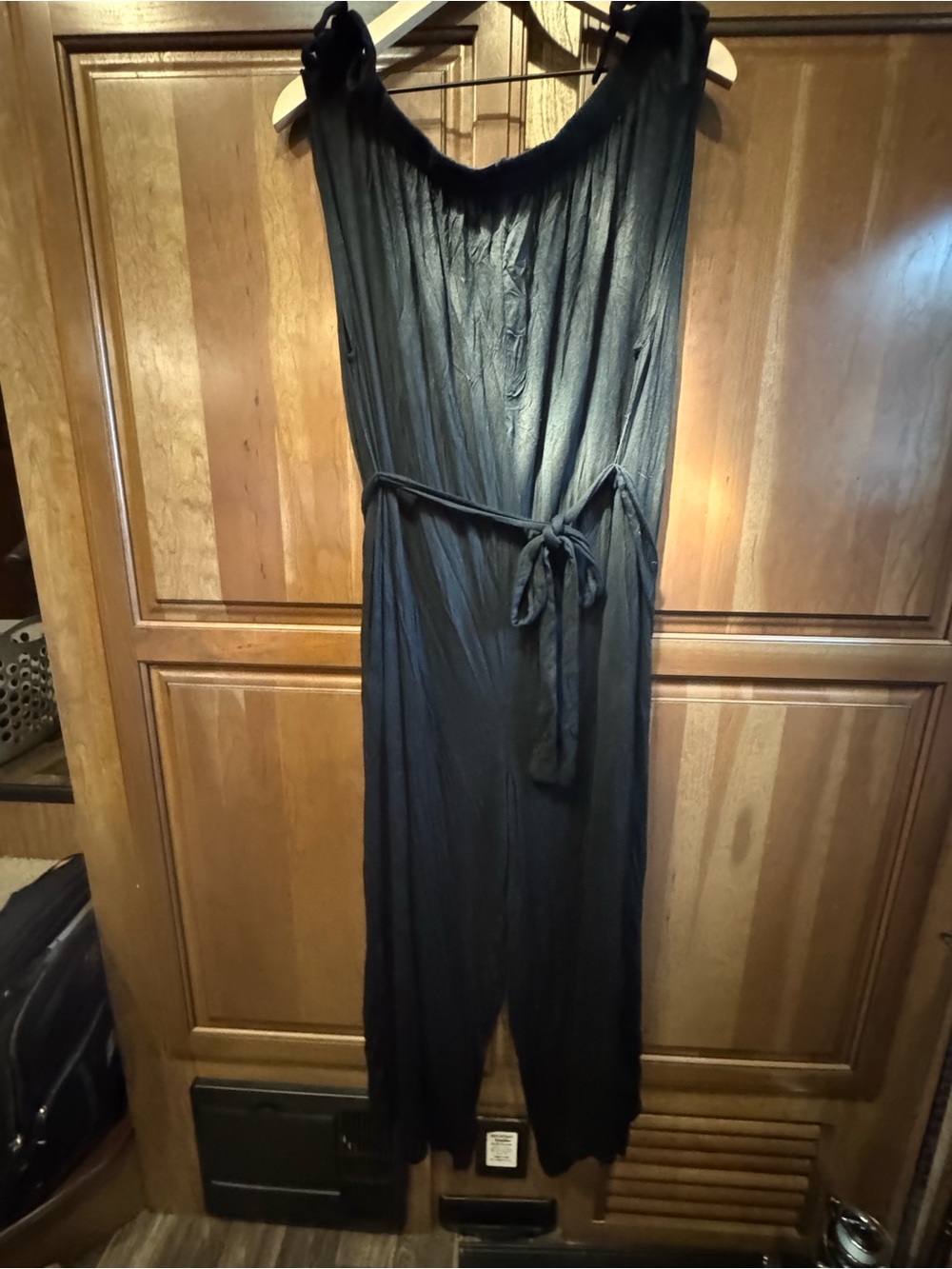 Tie-Waist Black Sleeveless Jumpsuit